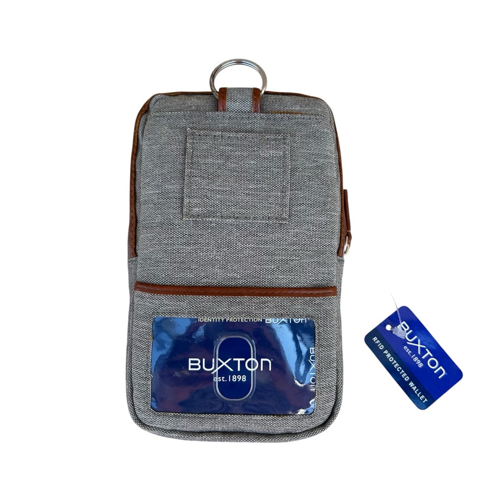 Buxton RFID Protected Belt Mounted Travel Wallet‎ Passport Phone Canvas Pouch